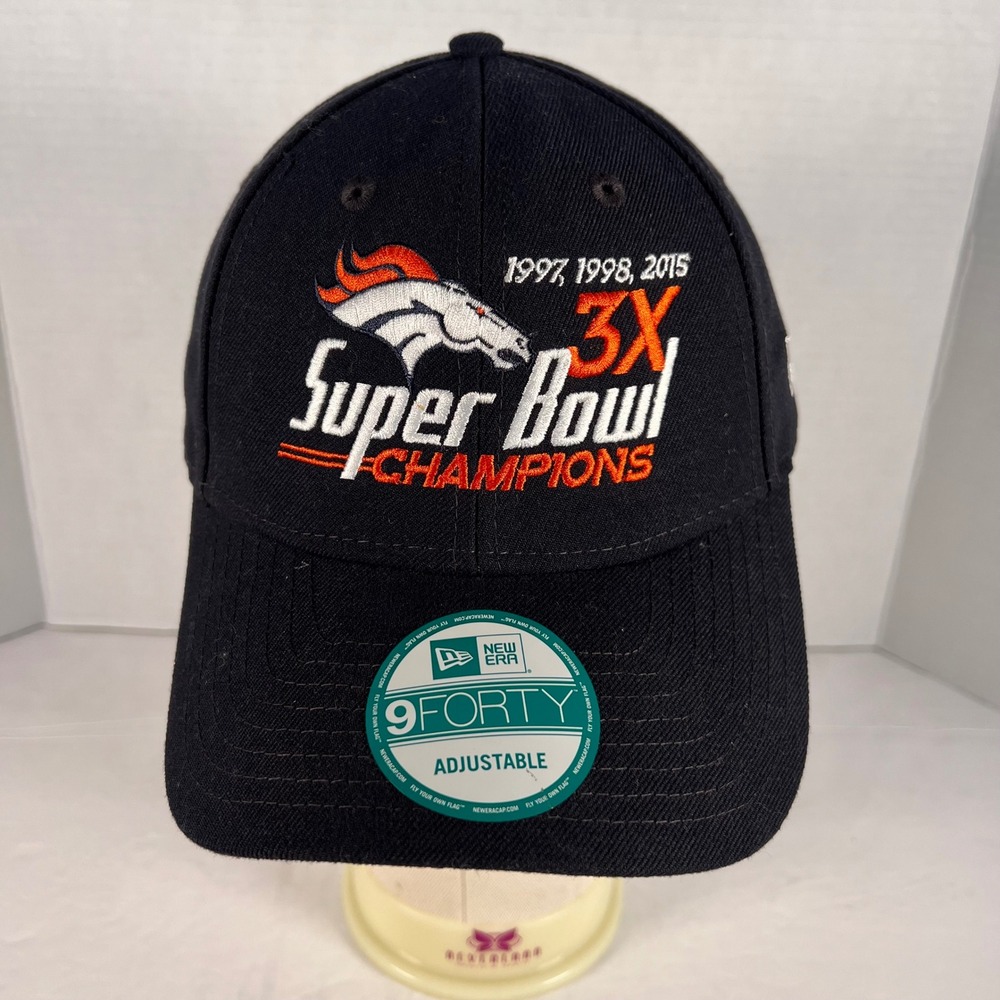 Denver Broncos New Era 9FORTY 3X Super Bowl Champions Hat Black Adjustable Cap